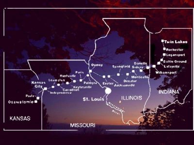 Map of the Potawatomi "Trail of Death" march, Sept. - Nov. 1838.