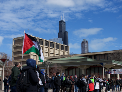 A student protest for Palestine at University of Illinois-Chicago.